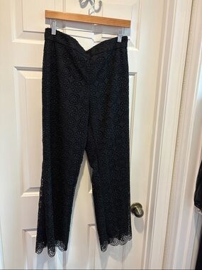 Ann Taylor Black Lace Wide-Leg Jumpsuit Pants
